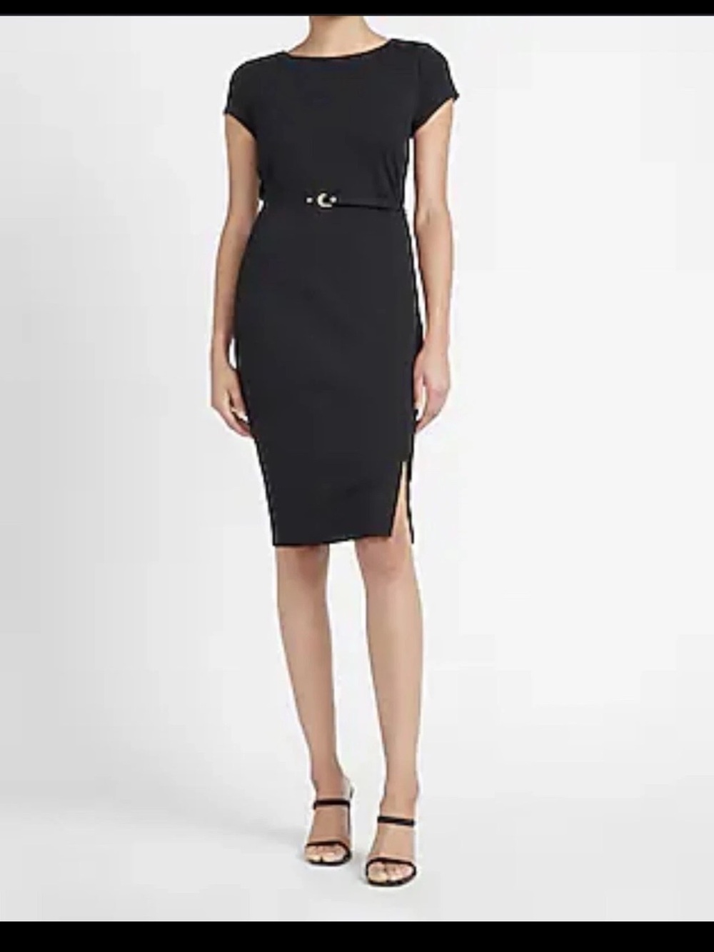 Express Black Cap-Sleeve Sheath Dress with Belt size Small